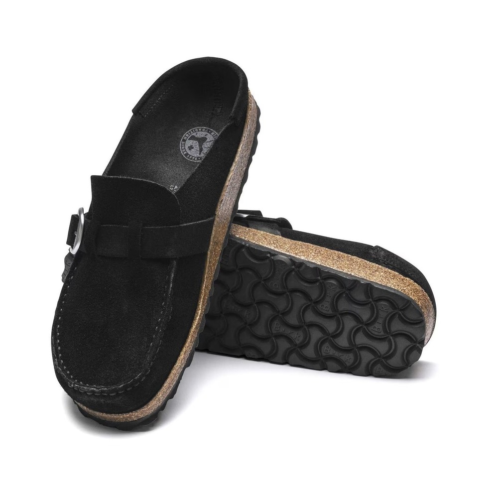 Birkenstock Black Buckley Suede Leather Clog Slip On Size EU40 US9 - Picture 2 of 11